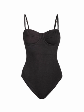 Odor Resistant Fiber Blend Summer Fashion. Anabel One Piece In Black Texture