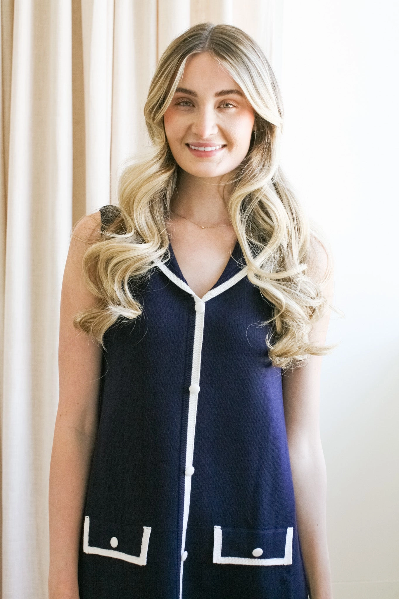 Sailor Collared Mini Dress Happy Fit Asymmetrical hem