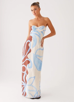 Vibrant Spirit Pure Fabric Raiden Maxi Dress - Bloom Wave Print