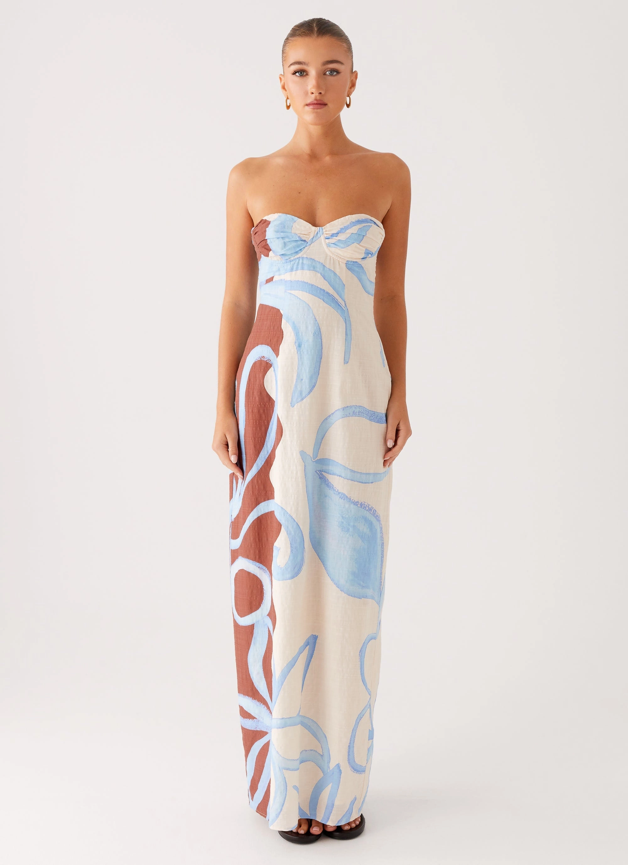 Sleek Volume Raiden Maxi Dress - Bloom Wave Print