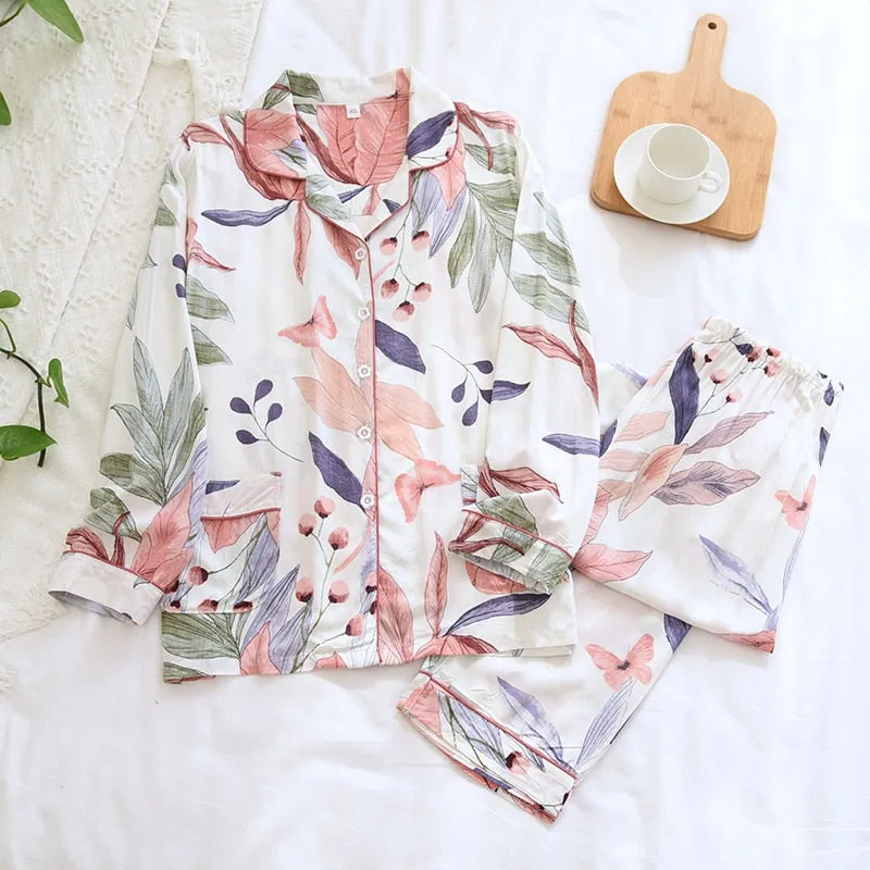 Spring/Summer Viscose Long-Sleeved Pajama Set for Women - Plus Size Sleepwear 100% viscose