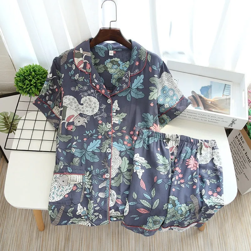 Spring/Summer Viscose Long-Sleeved Pajama Set for Women - Plus Size Sleepwear 100% viscose