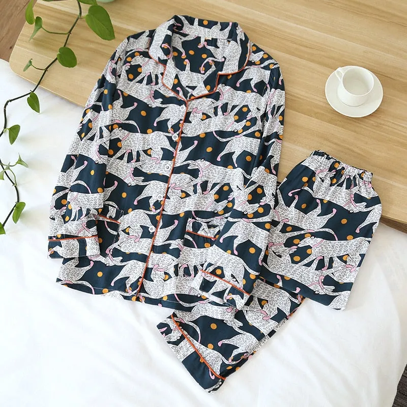 Spring/Summer Viscose Long-Sleeved Pajama Set for Women - Plus Size Sleepwear 100% viscose