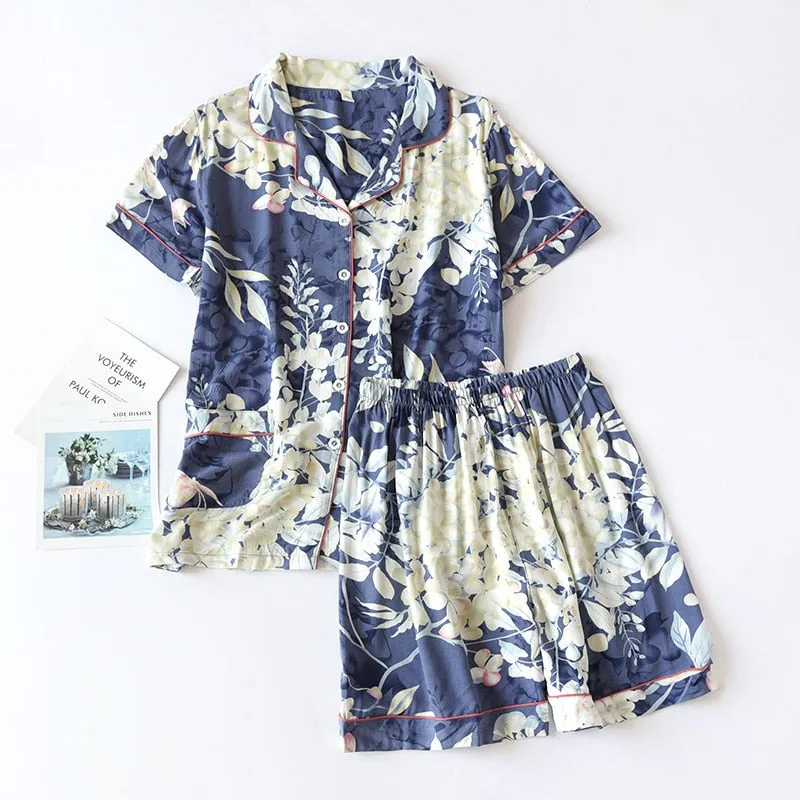 Spring/Summer Viscose Long-Sleeved Pajama Set for Women - Plus Size Sleepwear 100% viscose