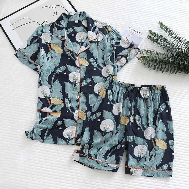 Spring/Summer Viscose Long-Sleeved Pajama Set for Women - Plus Size Sleepwear 100% viscose