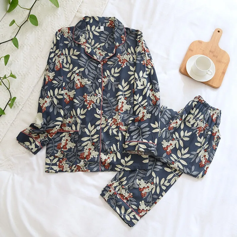 Spring/Summer Viscose Long-Sleeved Pajama Set for Women - Plus Size Sleepwear 100% viscose