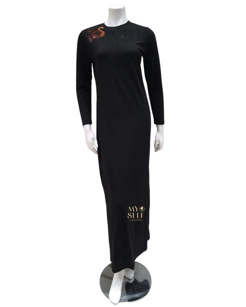 SS21N21 Flamingo Black Cotton Teen Nightgown