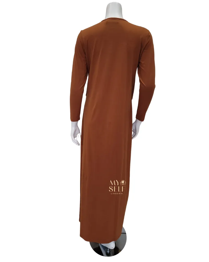 SS22N07B Amber Brown Cherry Blossom Cotton Nursing Nightgown