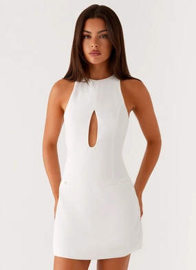 Side-Zip Polished look dress Stacy Mini Dress - White