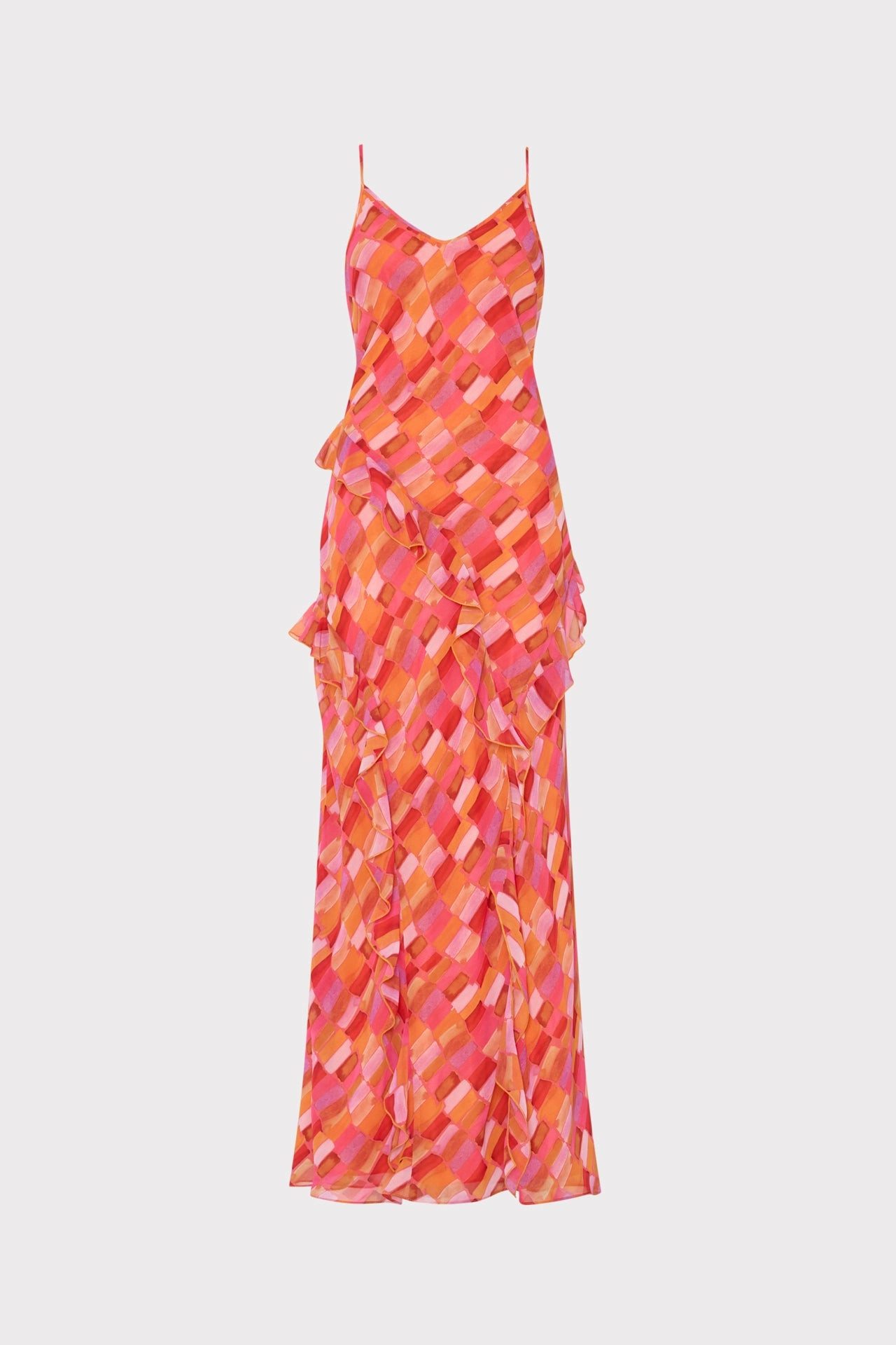 Boho Mood Sunset Tile Ruffle Maxi Dress