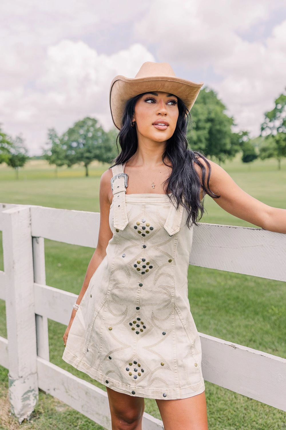 Easy Wrap Flattering Fit for All Stampede Buckle Dress -Sand