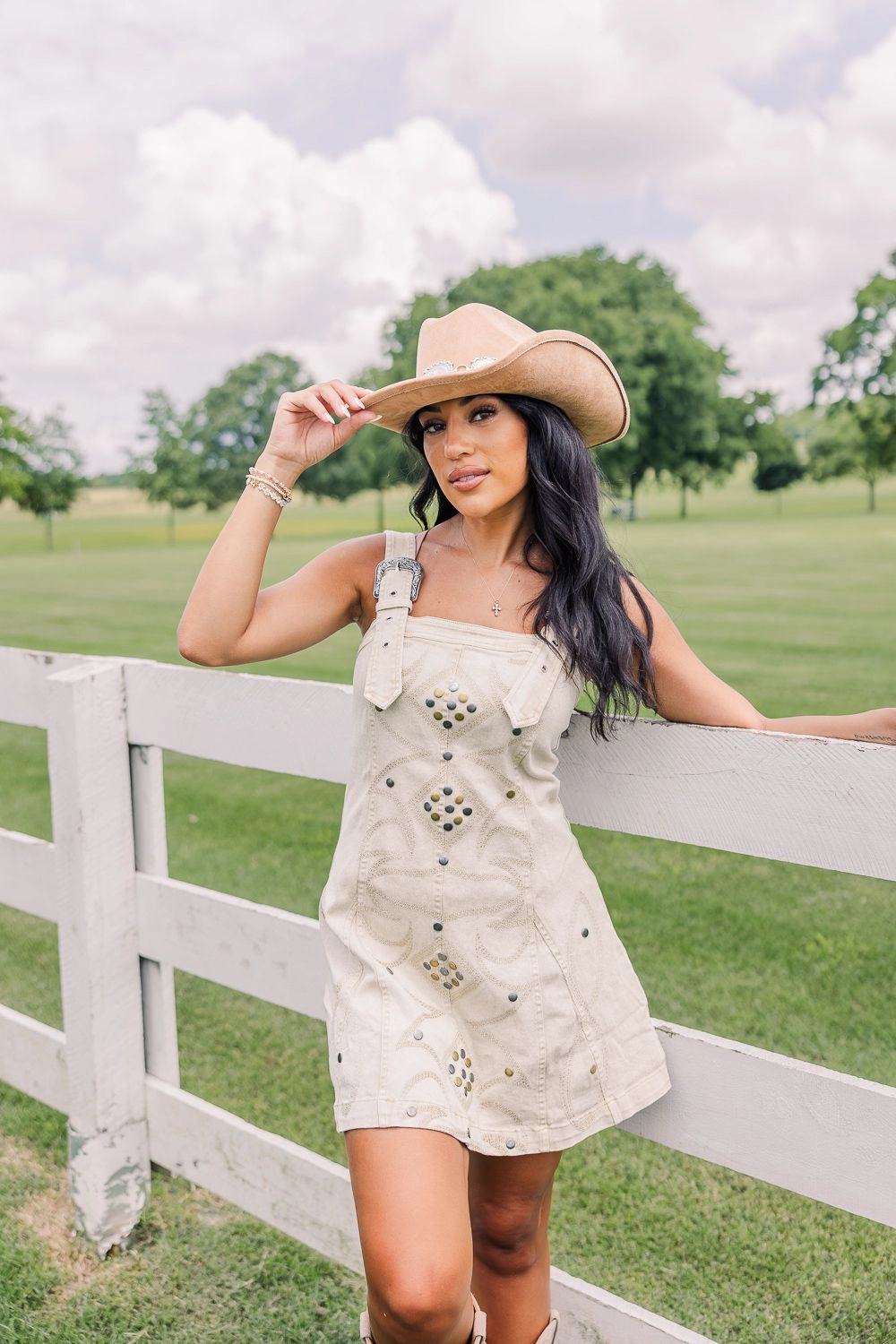Silky Form Flawless Waist Fit Stampede Buckle Dress -Sand