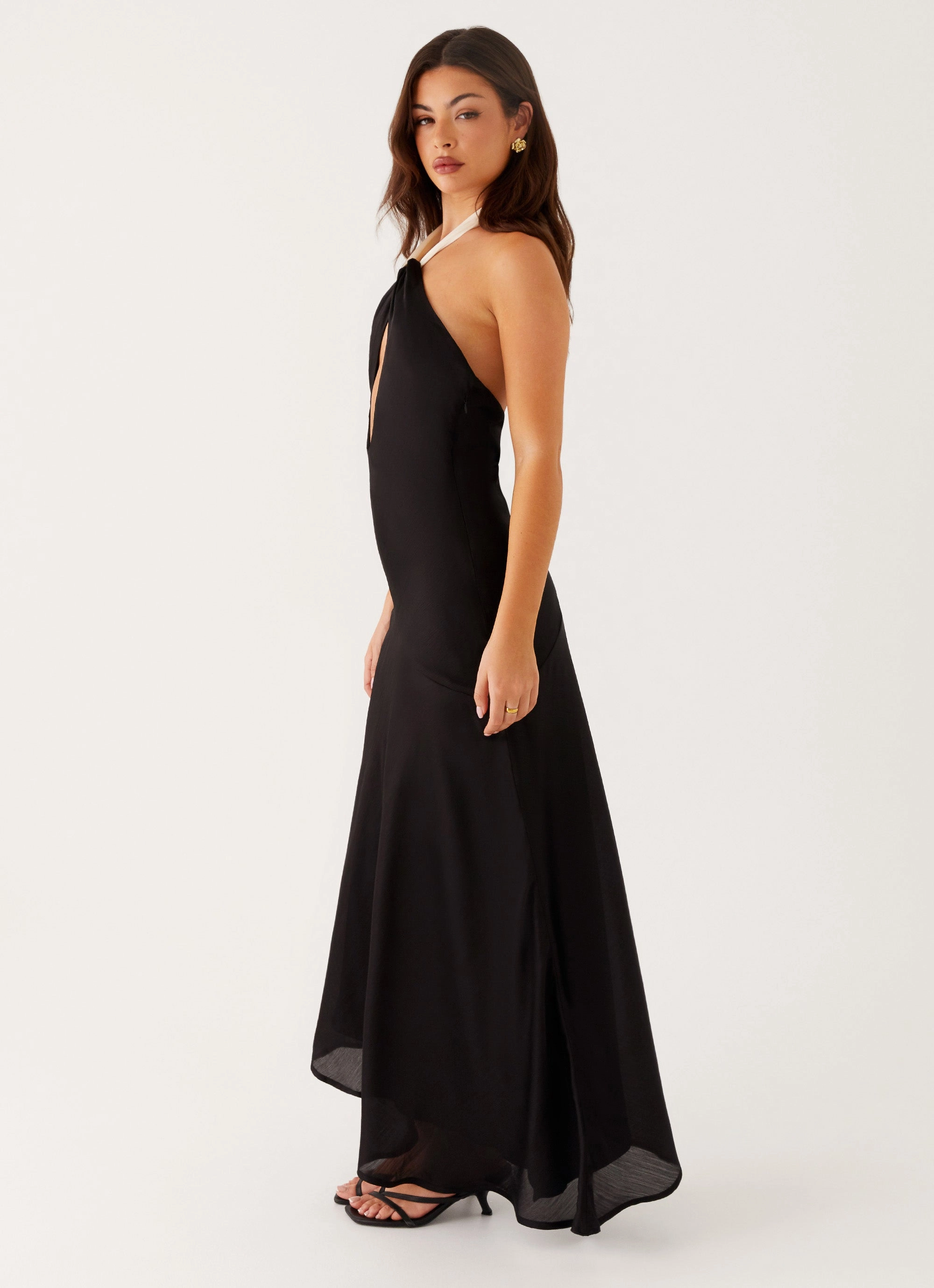 Sleek Waist Design Fit Picture Perfect Night Owl Maxi Dress - Black