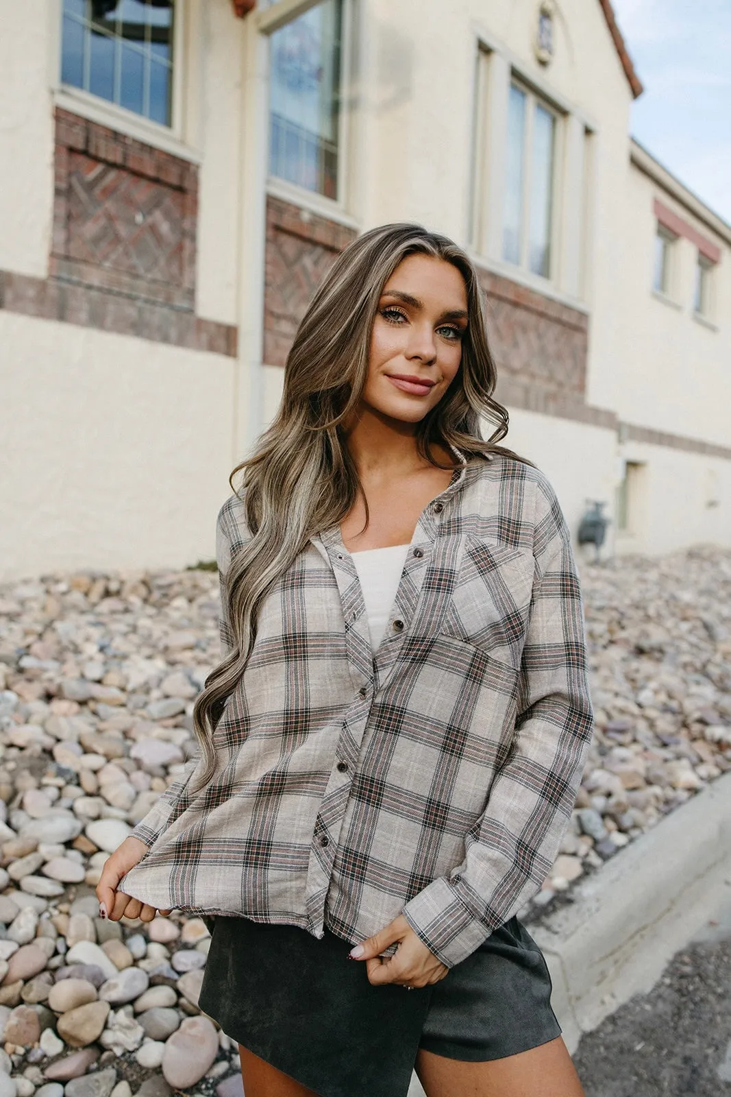 Full Coverage Fit TwoToneEffect Staple Check Plaid Button Up