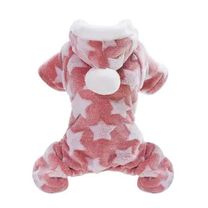 Star Fleece Hooded Onesie - Pink
