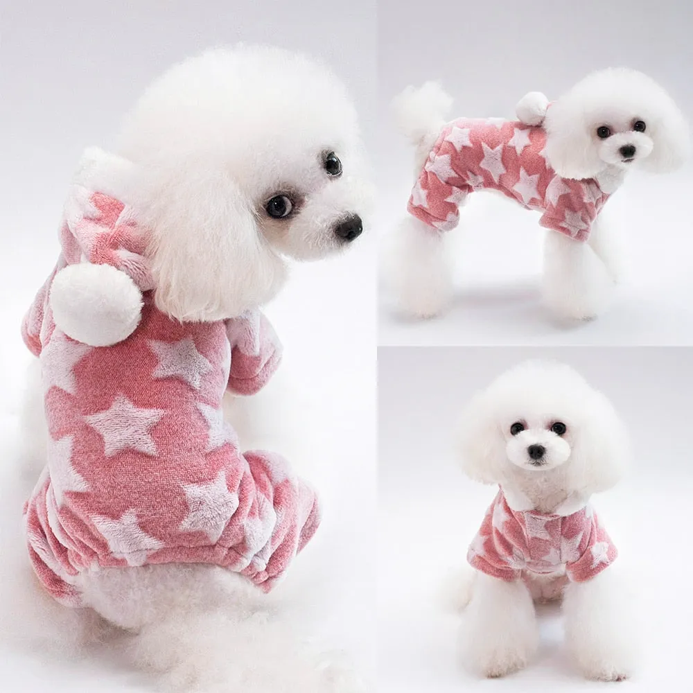 Star Fleece Hooded Onesie - Pink