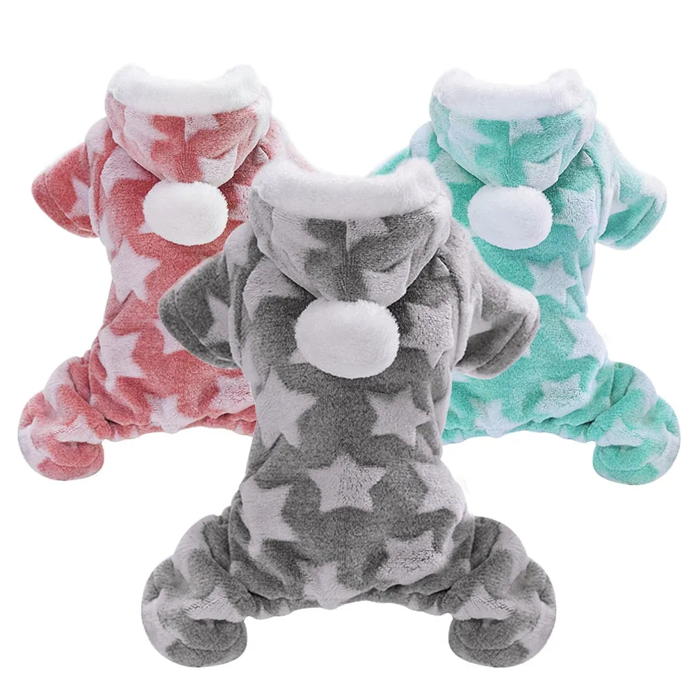 Star Fleece Hooded Onesie - Pink