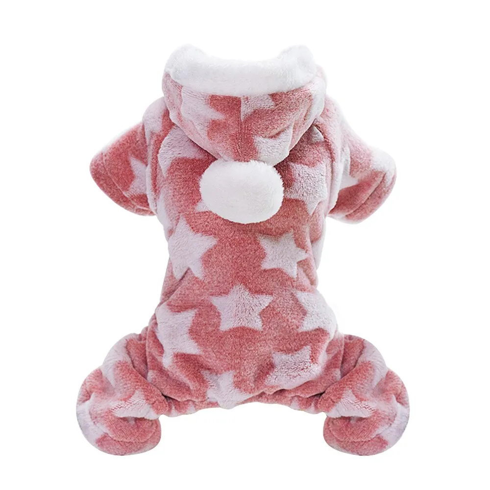 Star Fleece Hooded Onesie - Pink