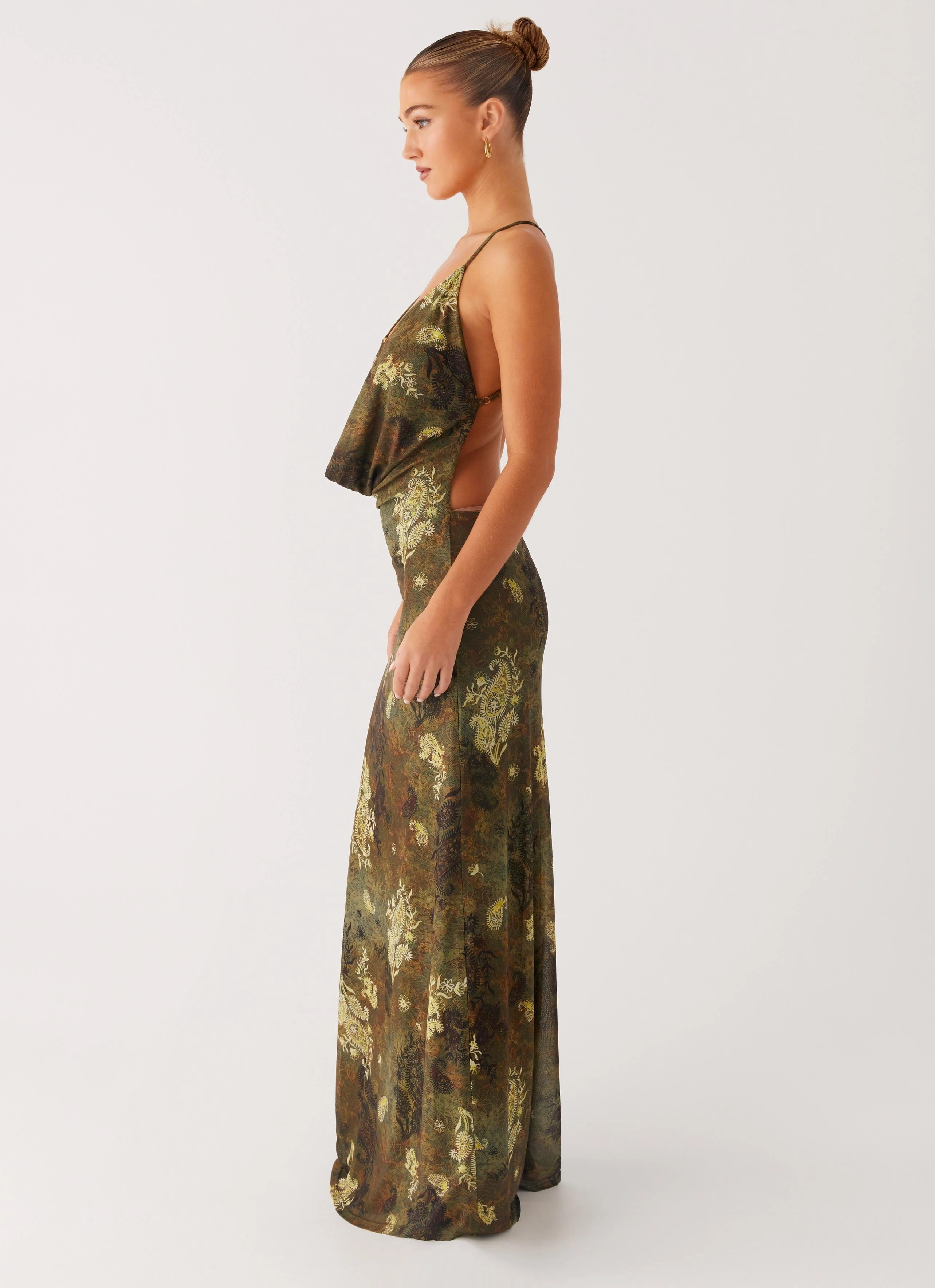 Star Fields Maxi Dress - Cyber Floral Fluid Cut Asymmetrical hem