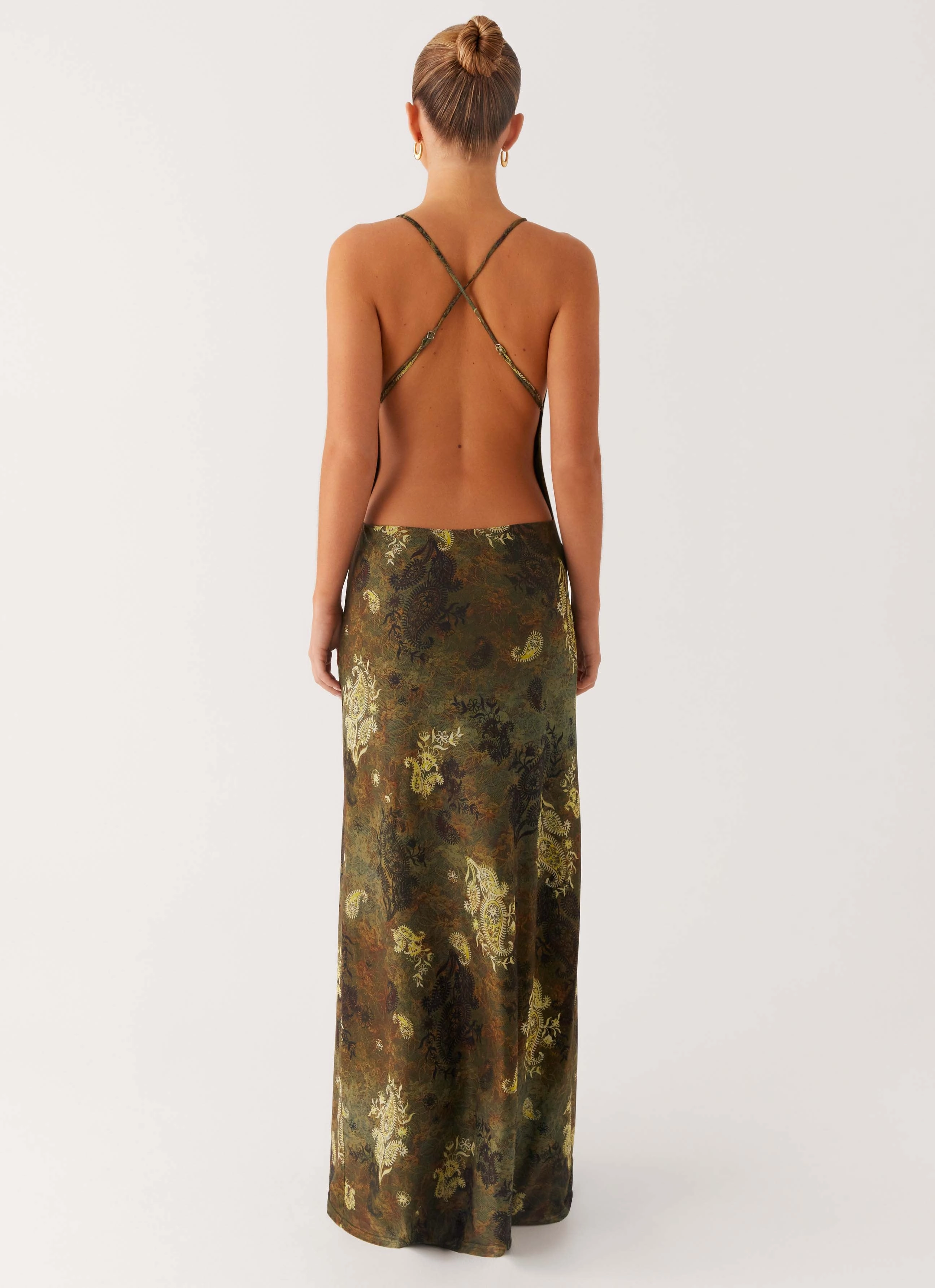 Style Base Embroidered-Sleeve Star Fields Maxi Dress - Cyber Floral