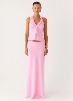 Non Slip Waist Slip Resistant Waist Star Girl Maxi Skirt - Baby Pink