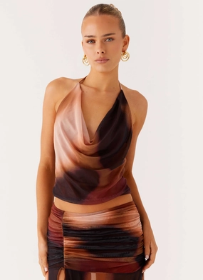LowProfileDesign Stargazer Mesh Cowl Top - Black Gradient