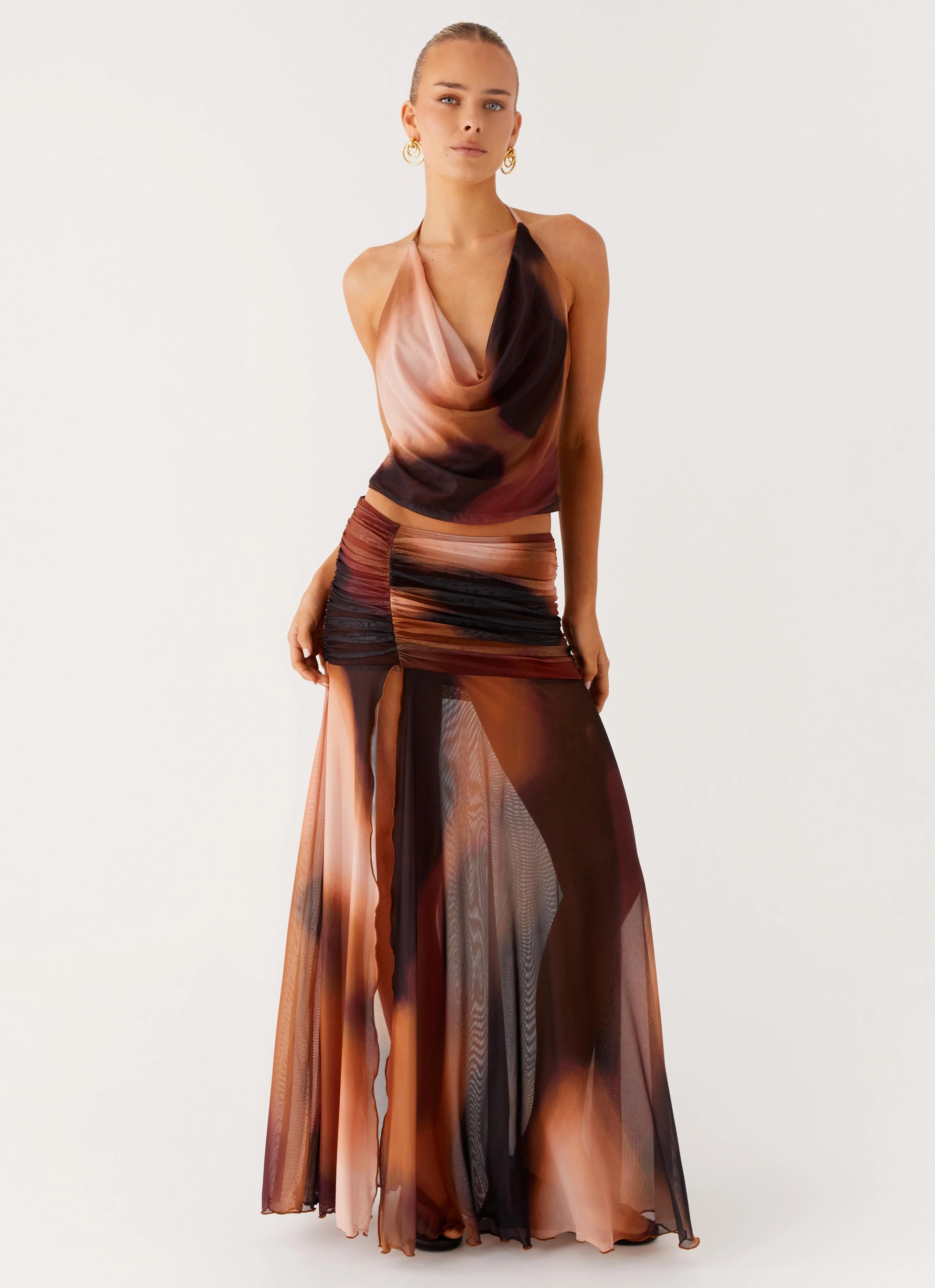 Stargazer Mesh Cowl Top - Black Gradient Bound Seam Finish