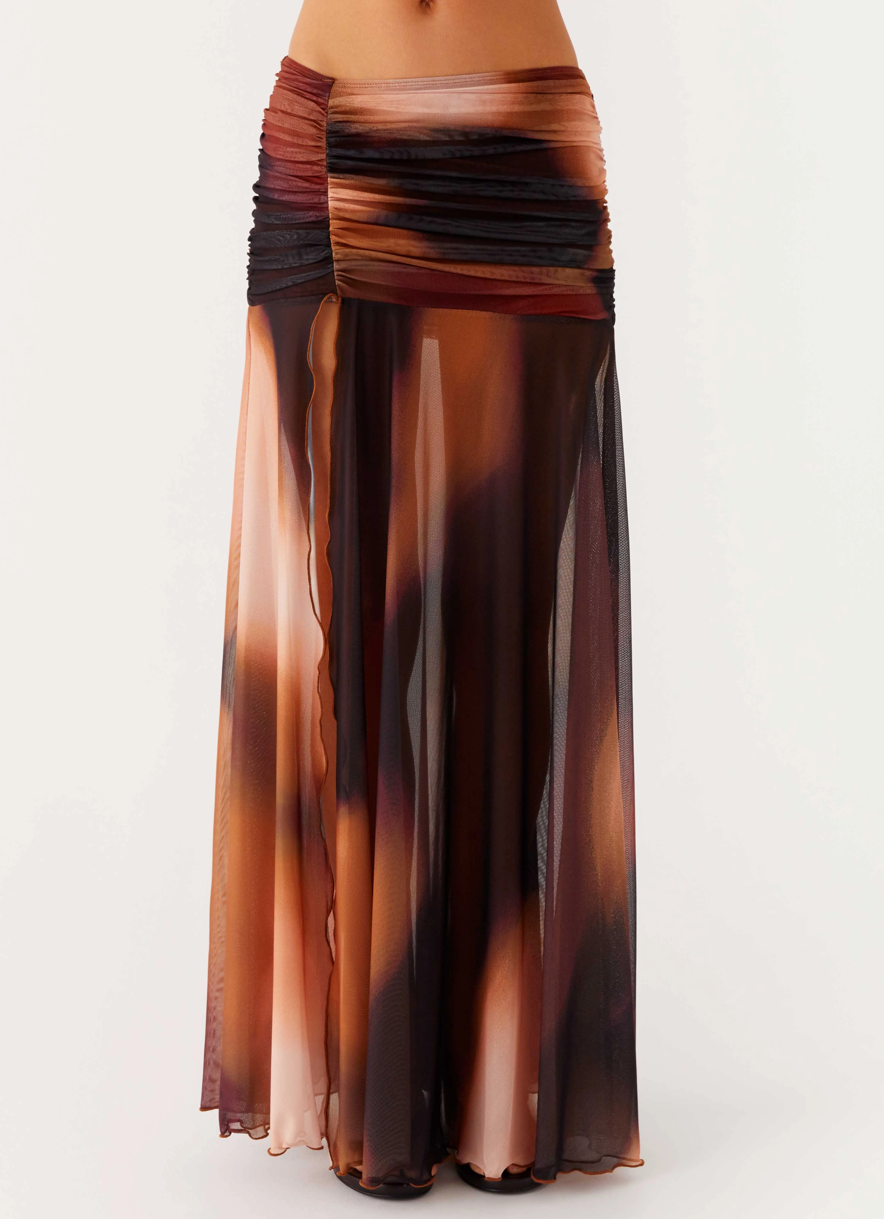 Soft Finish Easy Comfort Stargazer Mesh Maxi Skirt - Black Gradient