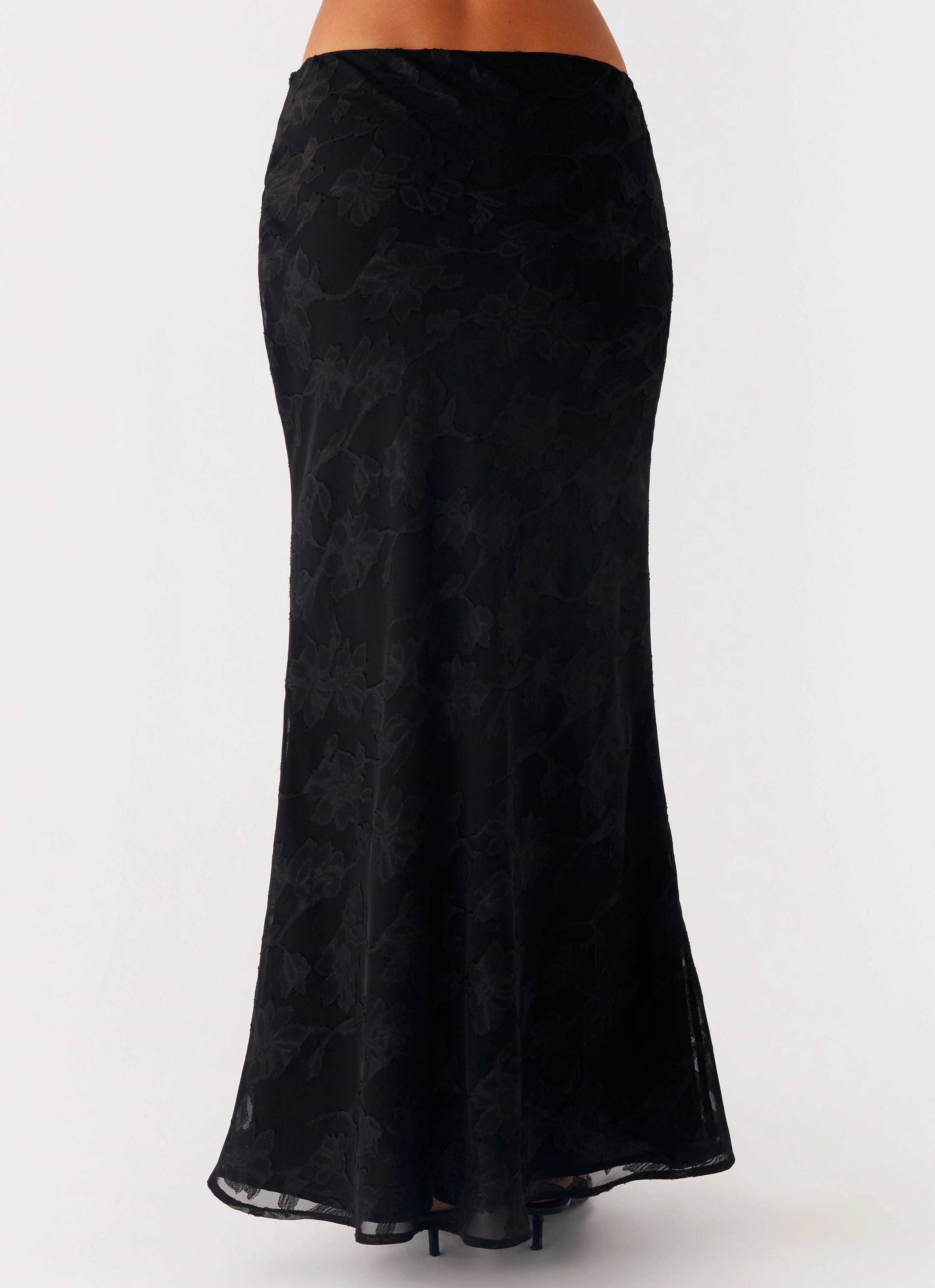 Cozy Vibes Starlit Maxi Skirt - Black