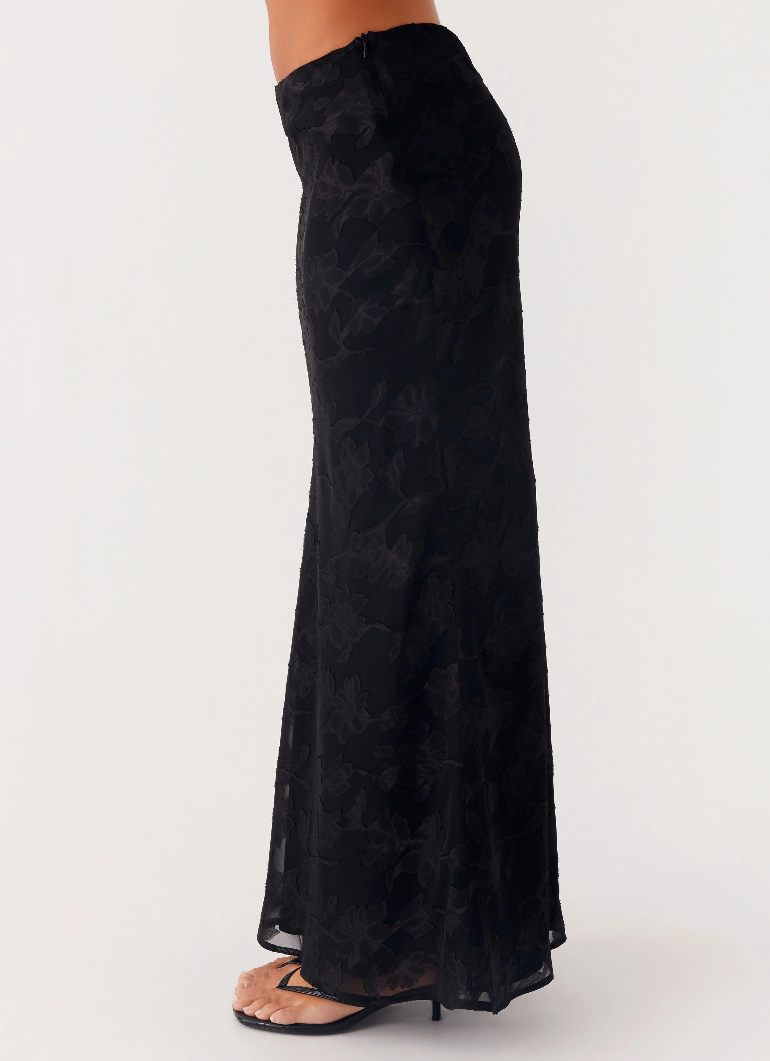Starlit Maxi Skirt - Black Cotton Rich