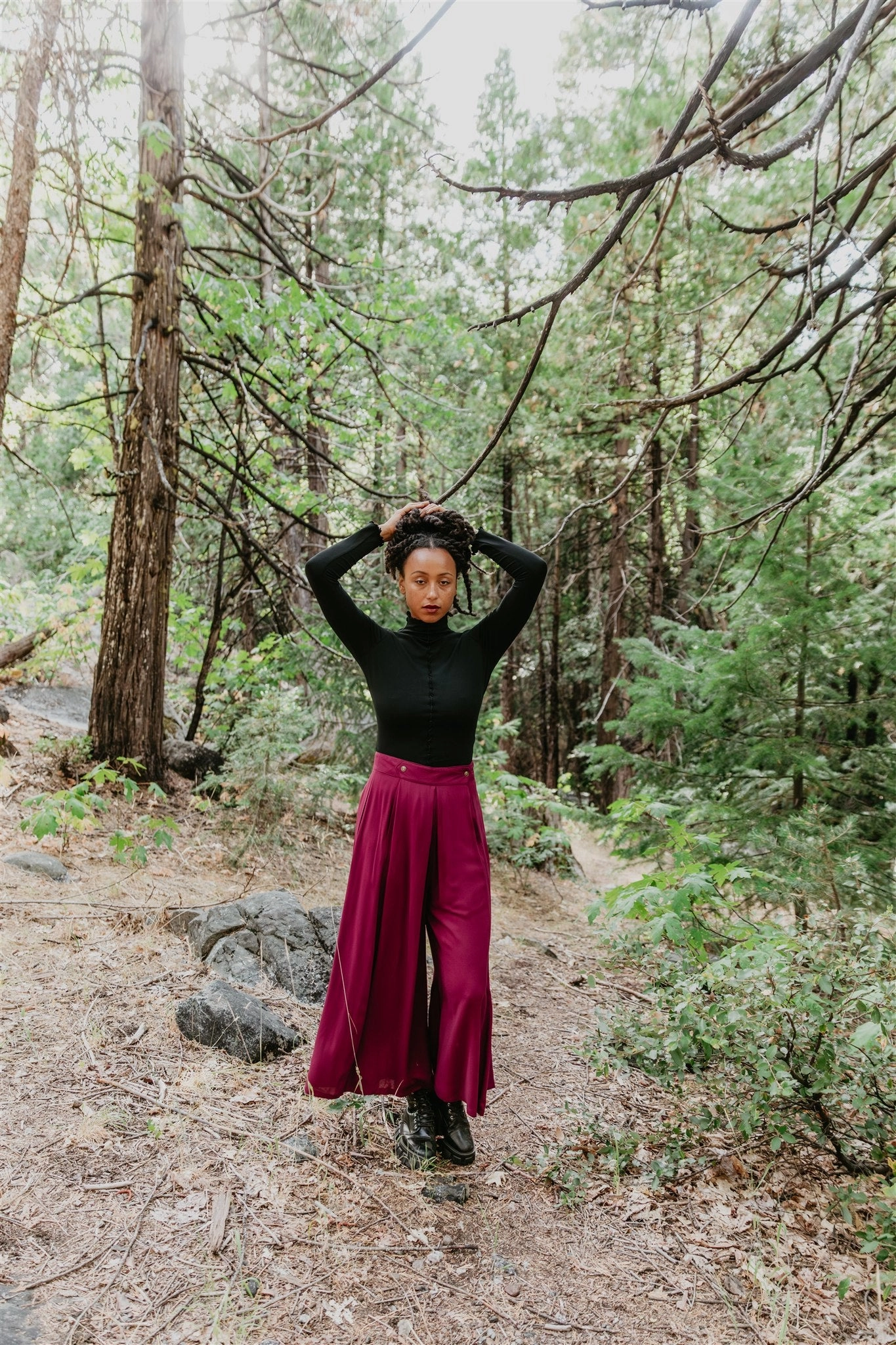 Rue Pants in Merlot Challis Travel Ready Fit All Day Fit