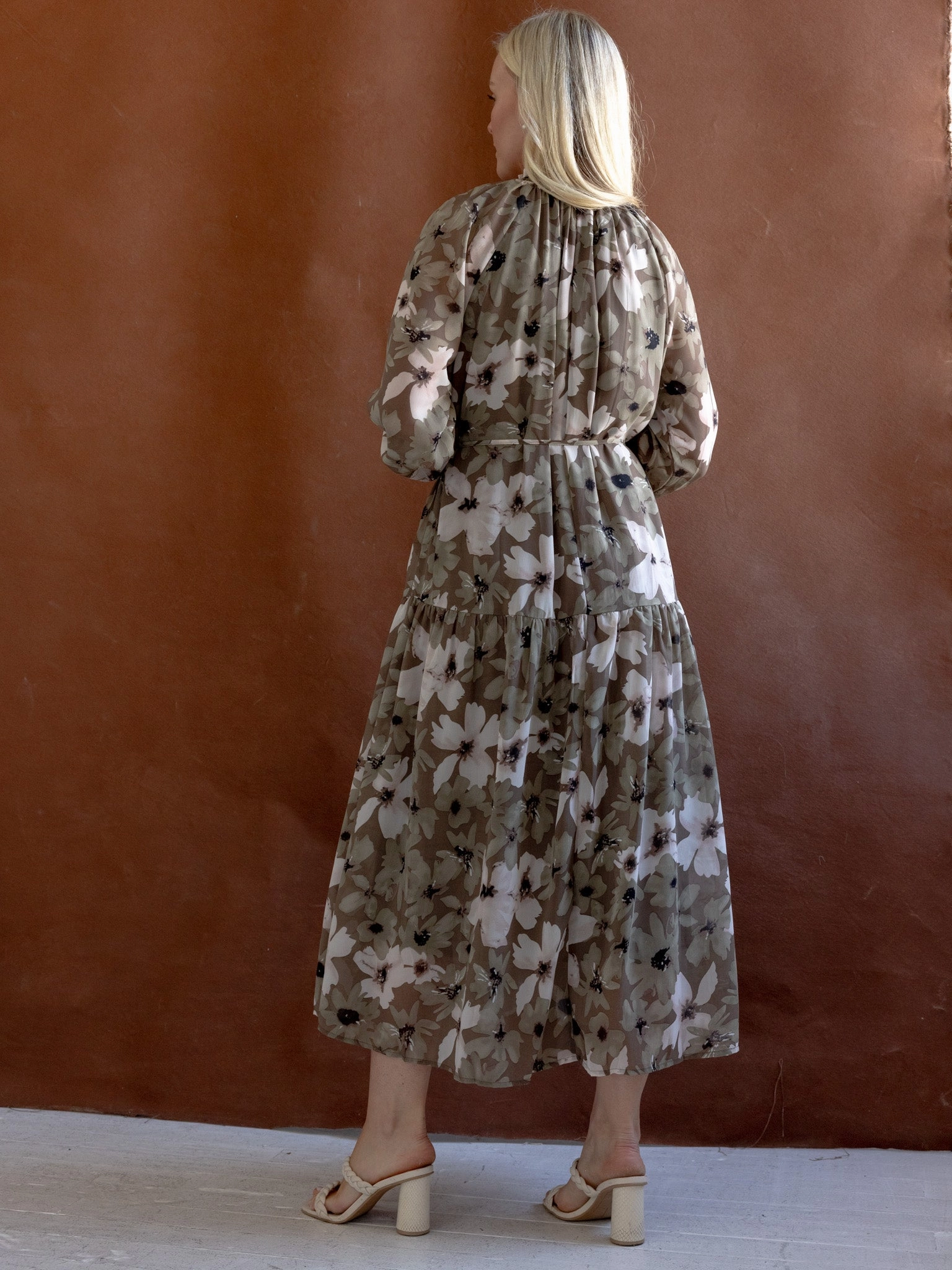 Work Comfort Muted Tones Stephanie Floral Dress