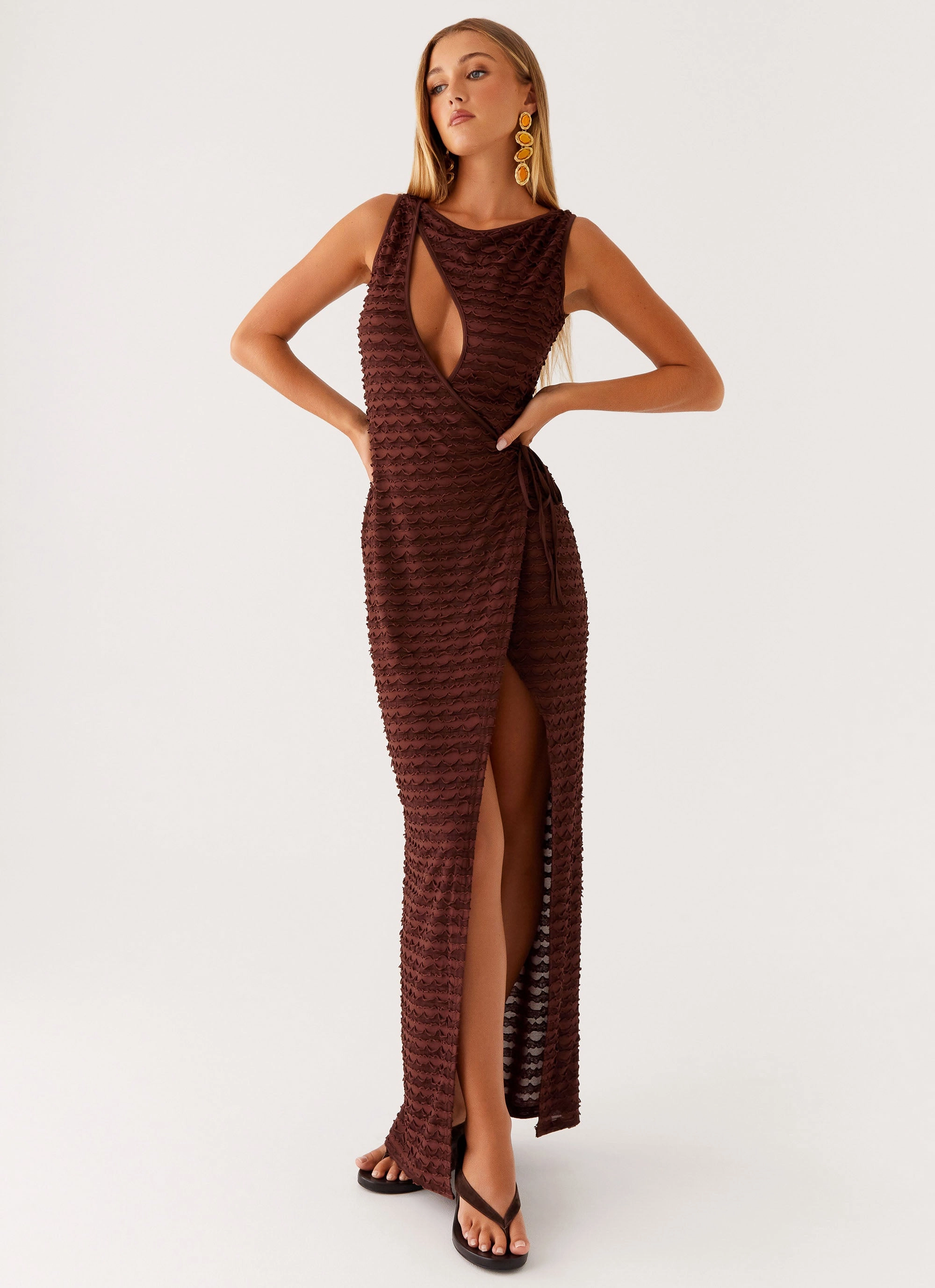 Sterling Wrap Maxi Dress - Chocolate Profile Enhancer