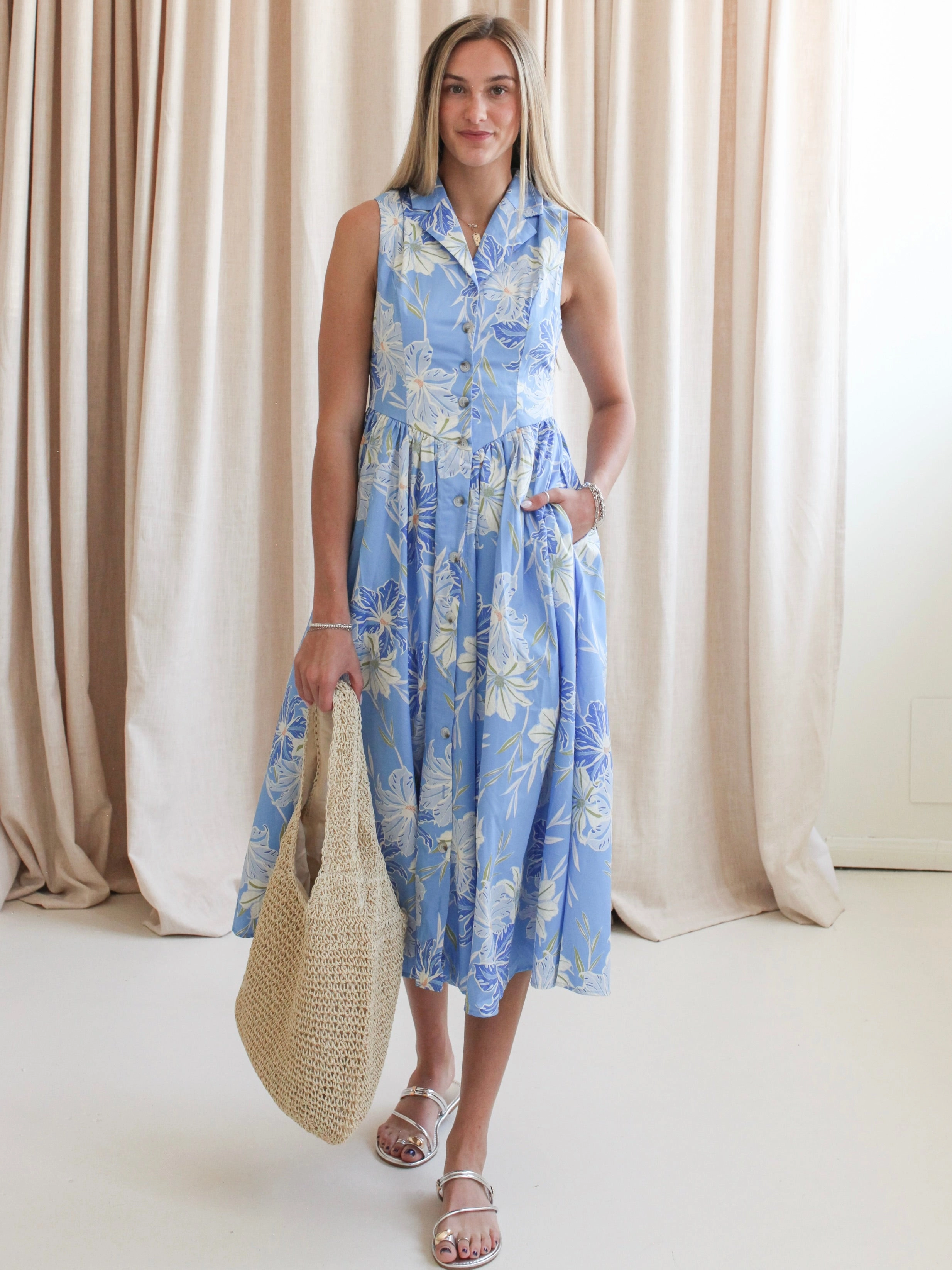 Stevie Collared Midi Dress Hidden Zipper