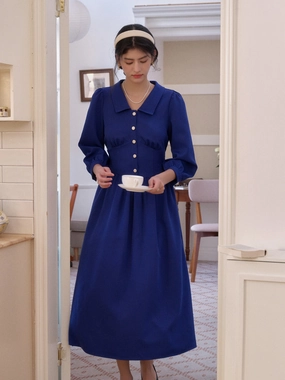 AntiStaticInnerLining Active Tee Stevie Turn-Down Collar Blue Dress StainShield Treatment