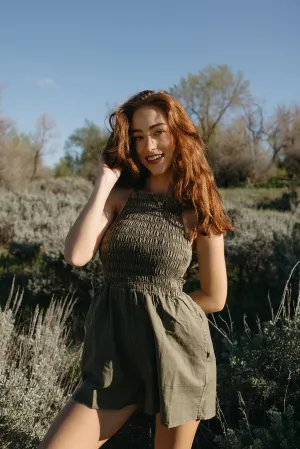 Textured Weave Still Earth Romper