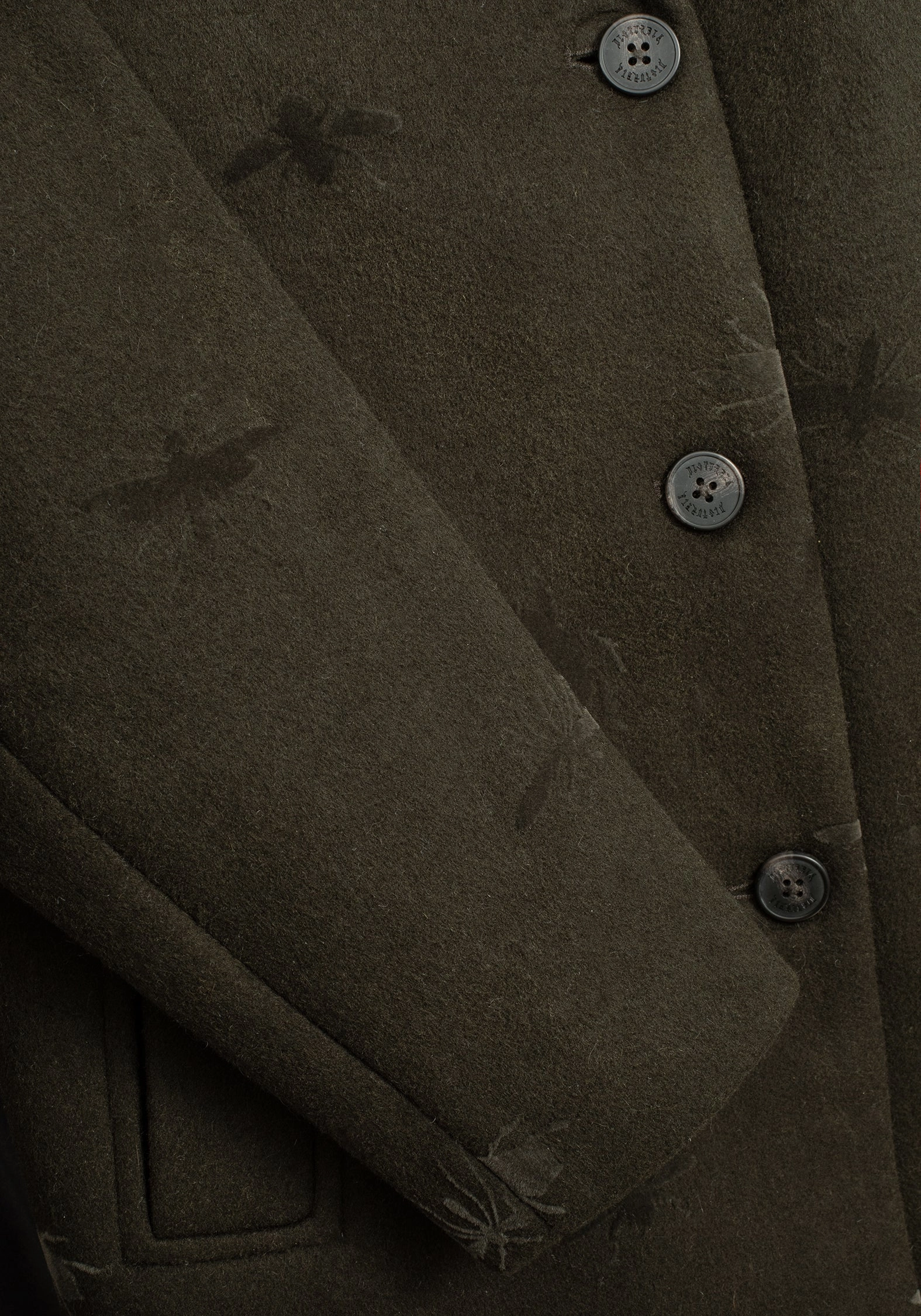 YKK Fasteners Evelyn Wool-Blend Bug Embossed Longline Coat