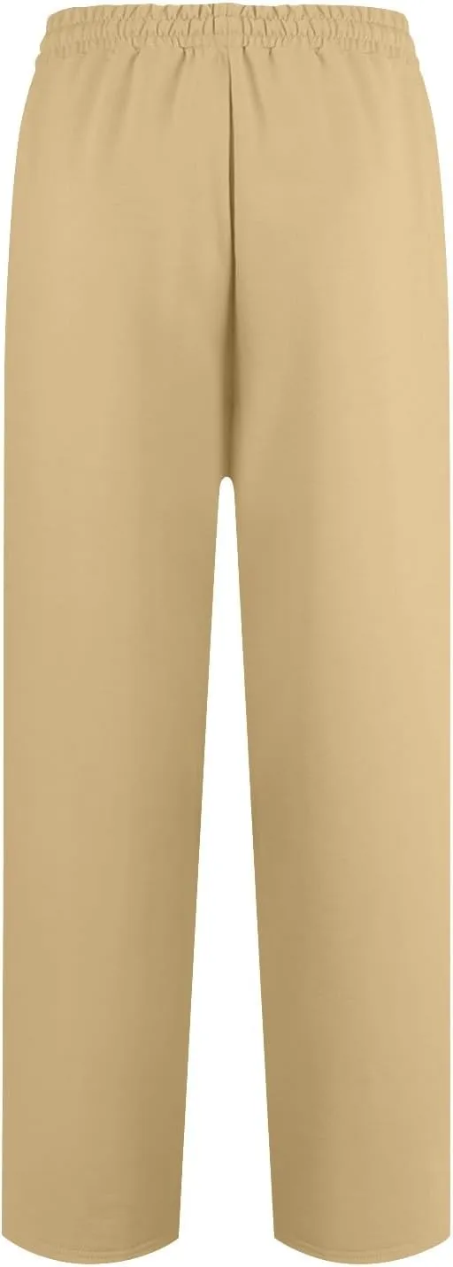 Straight Leg Sweatpants for Women Interior Drawstring Low Rise Sweatpants Athletic Fleece Joggers with Pockets