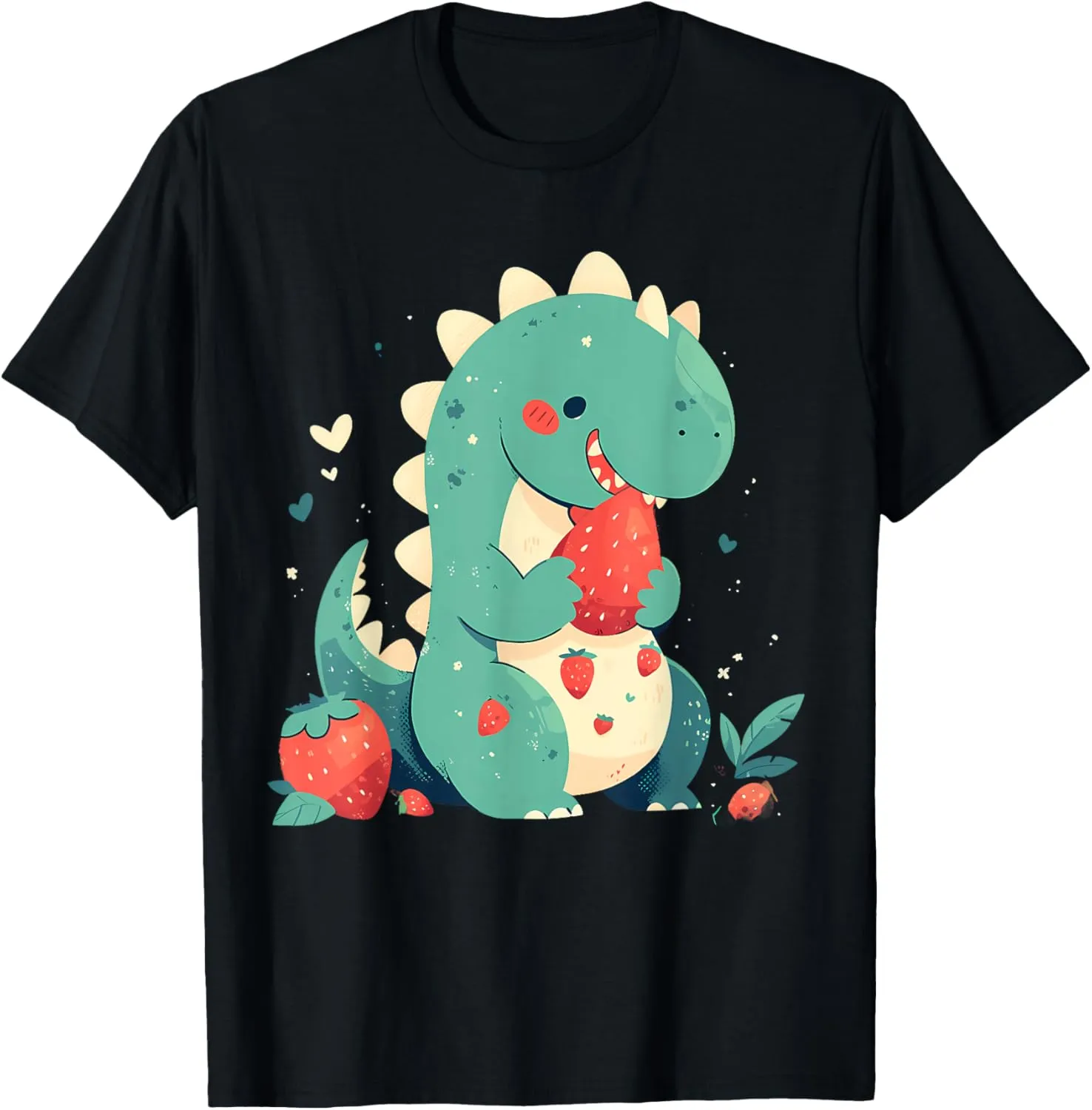 Strawberry Dinosaur T-Rex Strawberries Cute Dino Animal Art T-Shirt