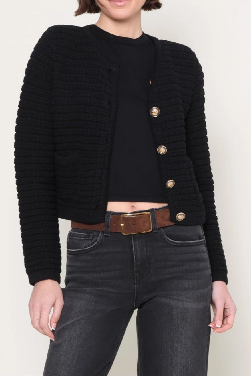 Chunky Cable Knit Recycled Polyester Yarn Lenny Cardigan