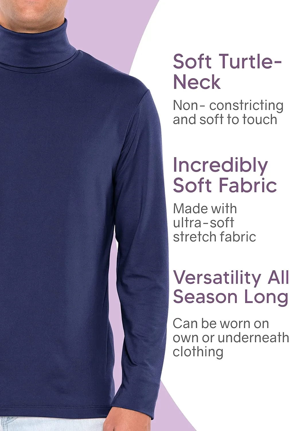 STRETCH IS COMFORT Mens Oh So Soft Luxe Long Sleeve Stretch Turtleneck