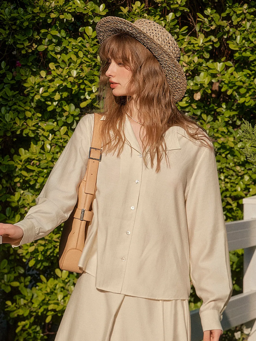 ??Final Sale??Isla V-Neck Lapel Wool Shirt- Yellow UVProtective Coating