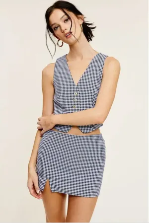 Gigi Gingham Vest Non Restrictive Mobility Natural Fiber Blend