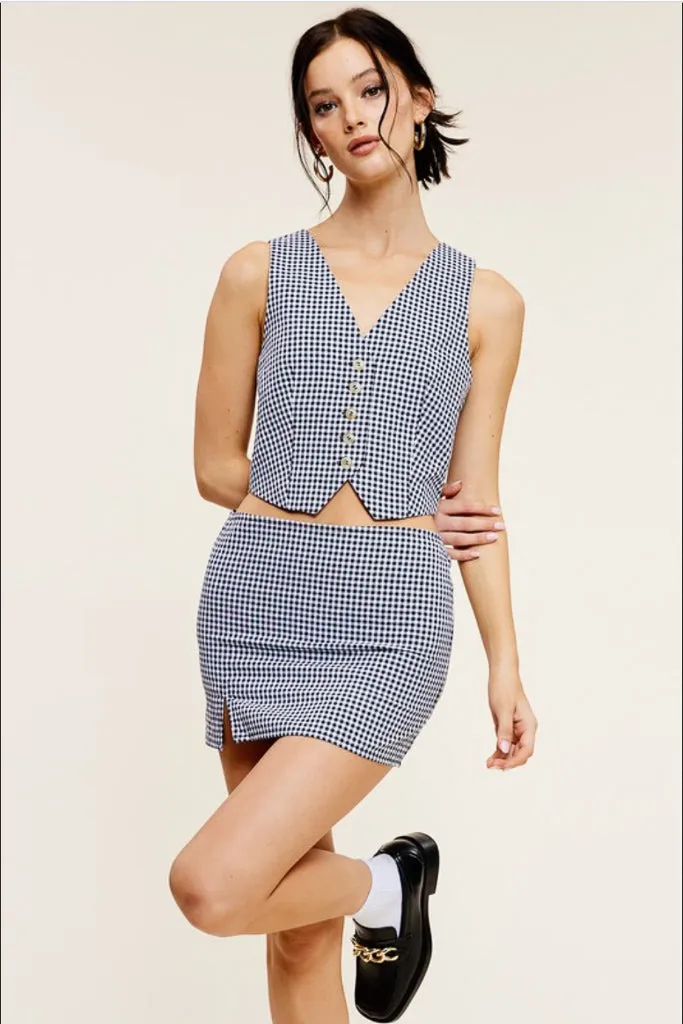 Gigi Gingham Vest Comfortable fit Lightweight Layering Option