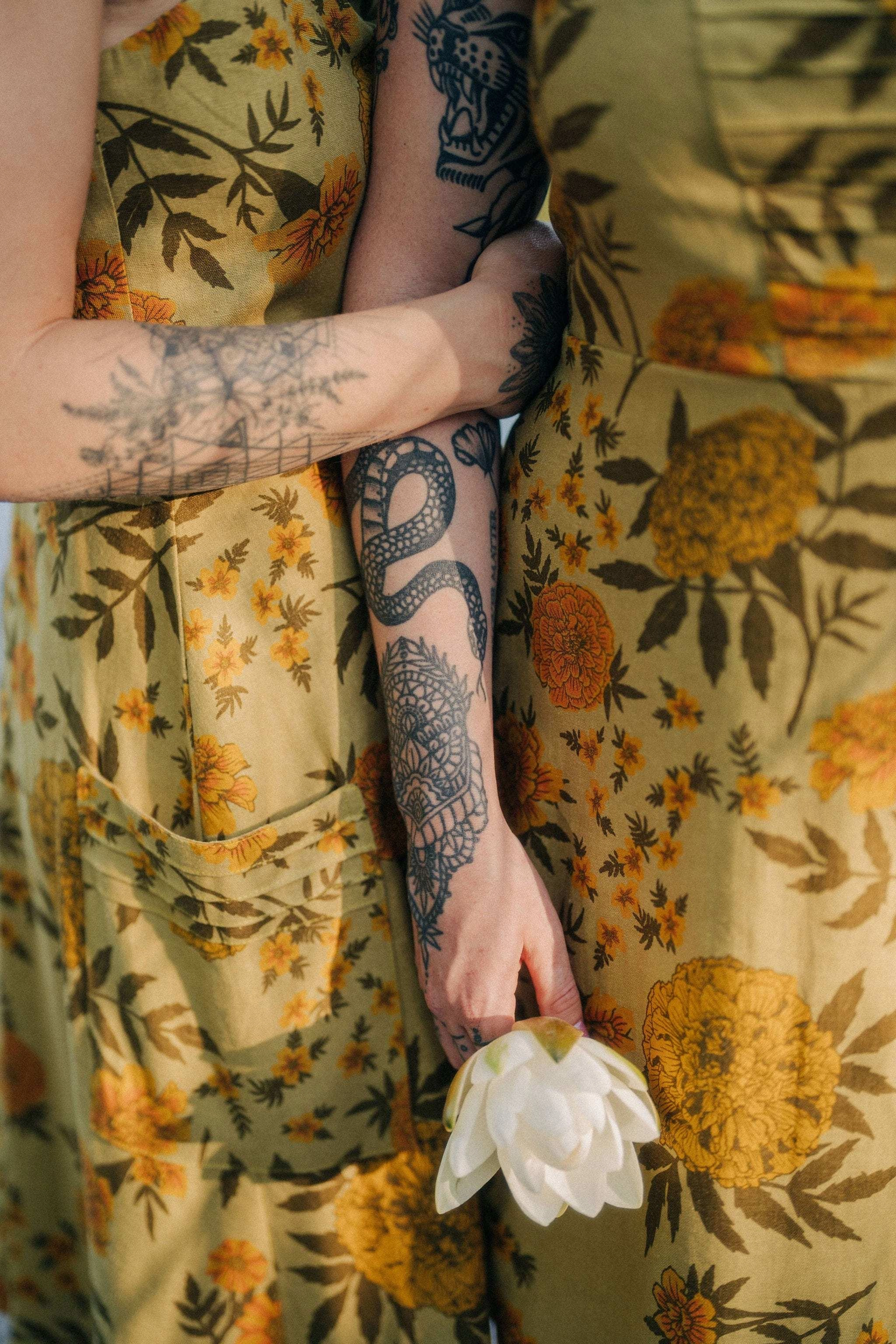 Family Warm Uriah Dress in Mustard Marigold Linen