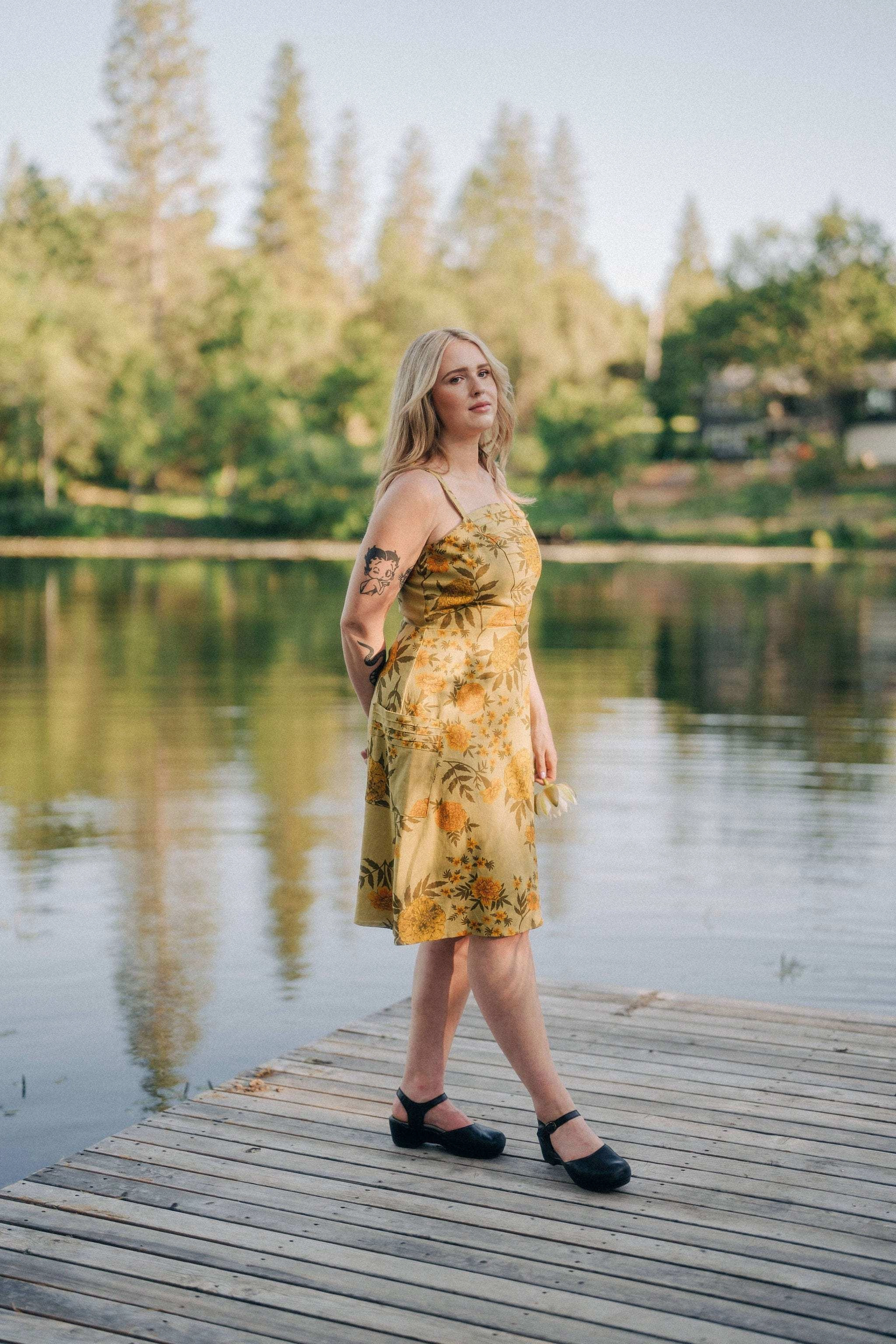 Uriah Dress in Mustard Marigold Linen Cozy Tones Soft Wear