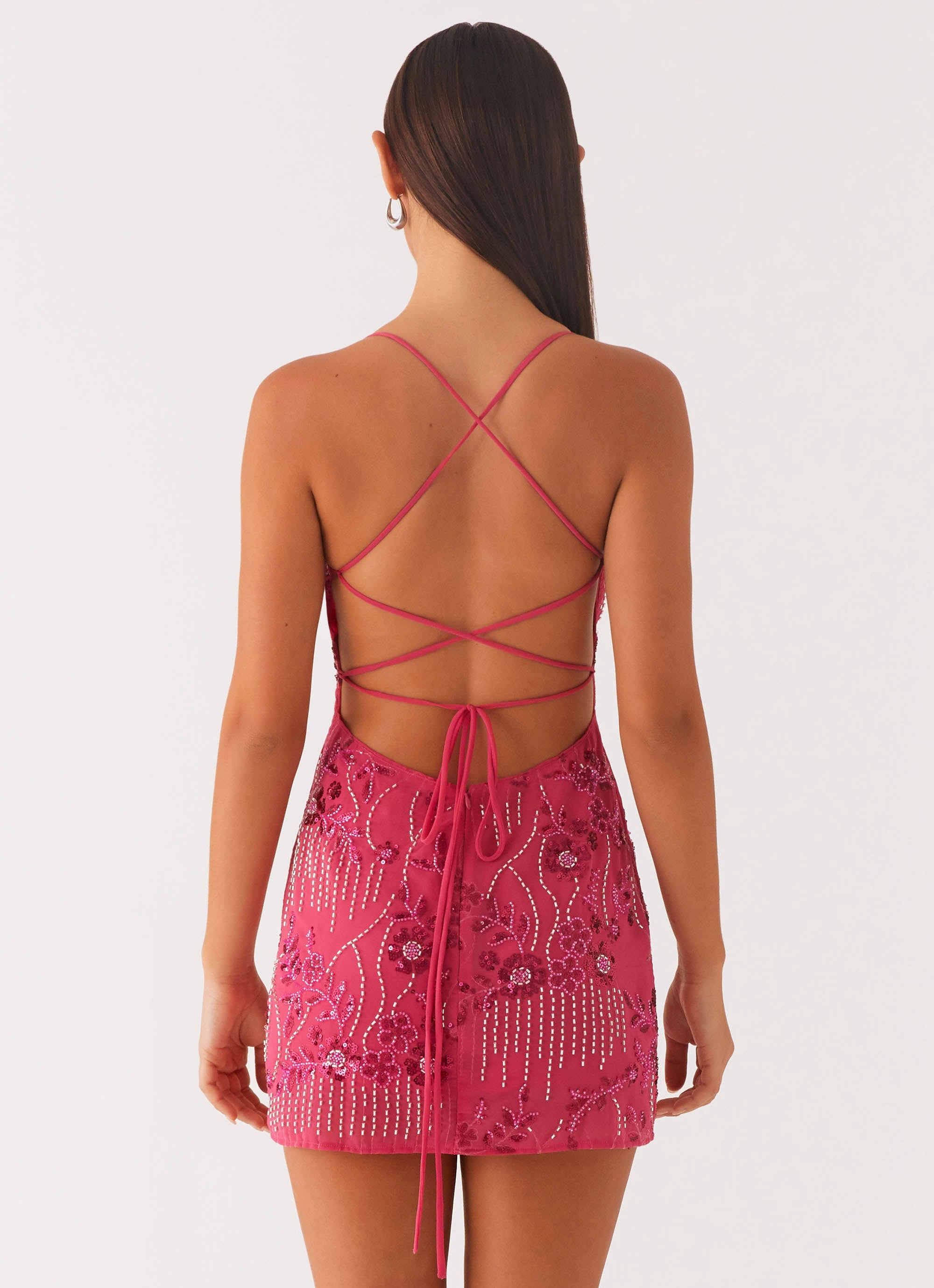 Hidden pockets Vietta Sequin Cami Mini Dress - Fuchsia