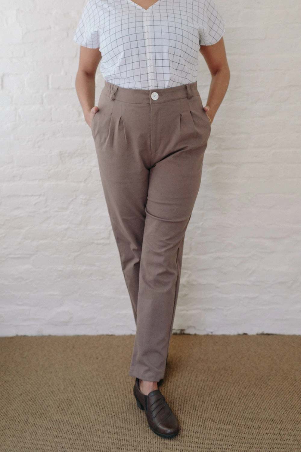Long Perfect Pant in Lavender Gray Flexible Gusset Casual Comfort Fit