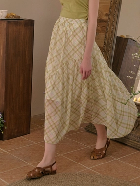 ??Final Sale??Lyric Plaid Patchwork Skirt Cooling Fabric