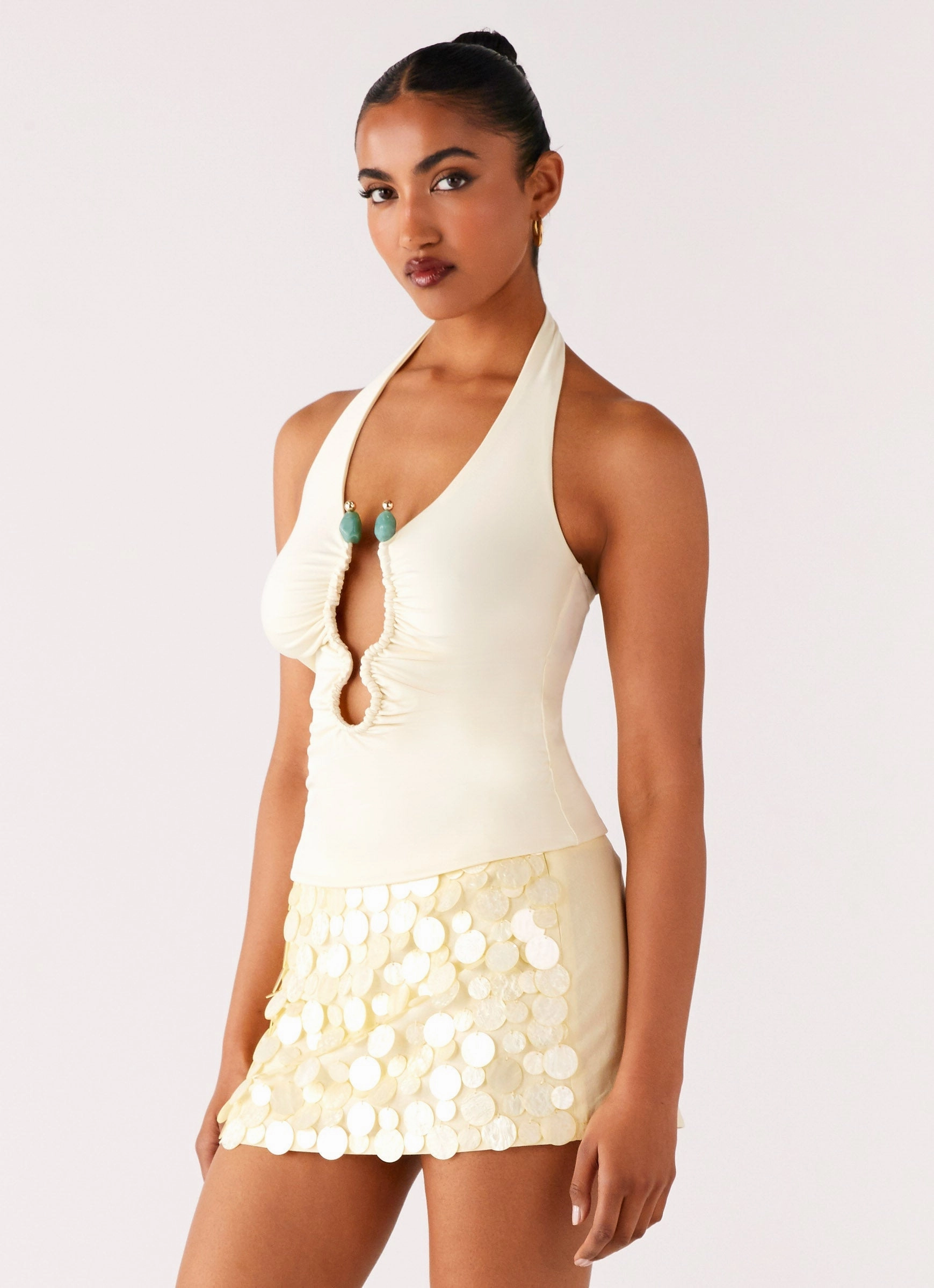Diego Halter Top - Yellow Hypoallergenic Textile